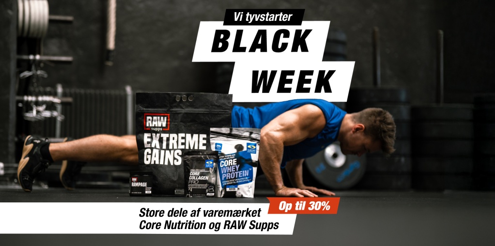 Vi tyvstarter Black Week! Op til 30 % p varemrkerne RAW Supp
